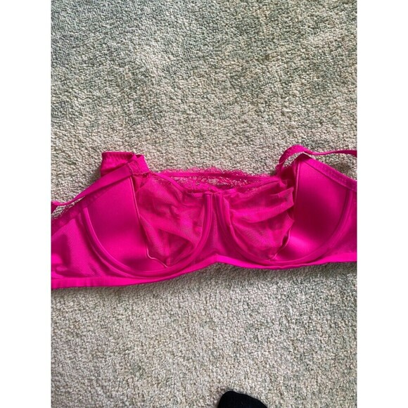 Bare By Bare Necessities - The Show Off Lace Cami Bras 36G - Sheer Neon Pink - Picture 5 of 6